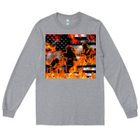 Heather Grey firefighter thin red lin Long Sleeve Tee - LillyAllenDesigns