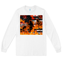 White firefighter thin red lin Long Sleeve Tee - LillyAllenDesigns