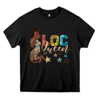 Black afro woman loc queen Heavy Core Tee - texasbilliewilder