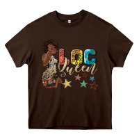 Chocolate Brown afro woman loc queen Heavy Core Tee - texasbilliewilder