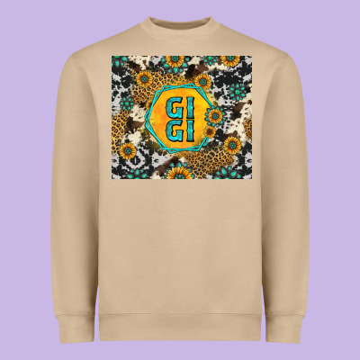 Gigi Sunflower Turquoise Heavyweight Sweatshirt Designed By Jasminsmagicworld