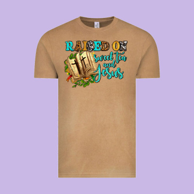 Raised On Sweet Tea And Jesus Vintage Tee Designed By Adodesignshop