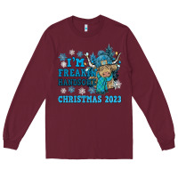Burgundy im freakin freezin christmas 2023 Long Sleeve Tee - NancyCooperArtShop