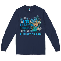 Navy im freakin freezin christmas 2023 Long Sleeve Tee - NancyCooperArtShop