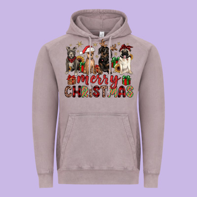 Merry Christmas Chihuahua Pitbull Pug Dachshund Vintage Hoodie Designed By Jahusdesignshop