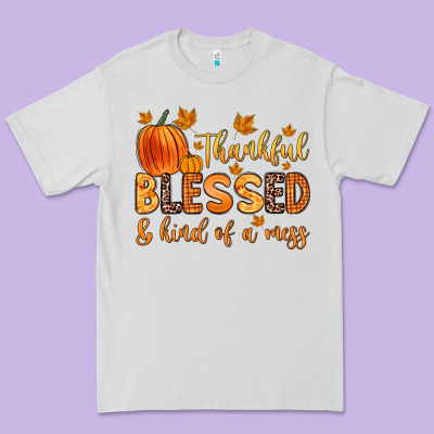 Thankful Blessed And Kind Of A Mess Premium Tee Designed By Zillion Design Studio