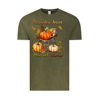 Vintage Olive pumpkin kisses harvest wishes Vintage Tee - BundleAndBundleShop