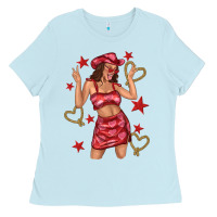 Baby Blue heart cowgirl Ladies Tee - texasbilliewilder