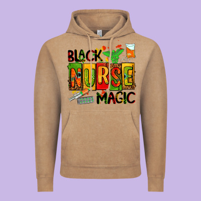 Black Nurse Magic Vintage Hoodie Designed By Adodesignshop