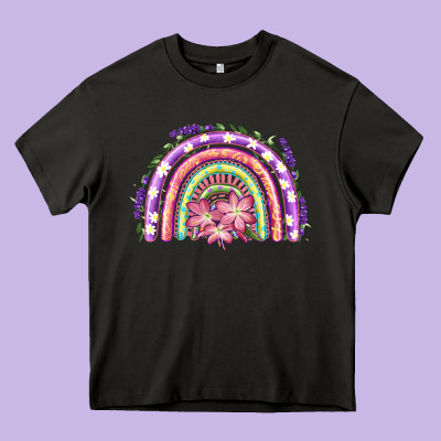 Heavy Core Tee Easter Floral Spring Rainbow