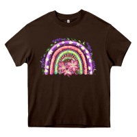 Chocolate Brown Easter Floral Spring Rainbow Heavy Core Tee - RanaPortraitStore