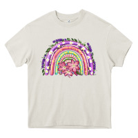 Cream Easter Floral Spring Rainbow Heavy Core Tee - RanaPortraitStore