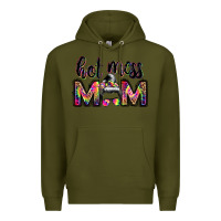 Army Green hot mess mom messy bun Premium Hoodie - JahusDesignShop