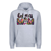 Heather Grey hot mess mom messy bun Premium Hoodie - JahusDesignShop