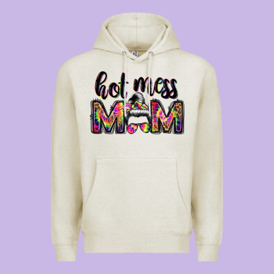 Hot Mess Mom Messy Bun Premium Hoodie Designed By Jahusdesignshop
