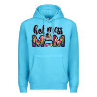 Ocean Blue hot mess mom messy bun Premium Hoodie - JahusDesignShop
