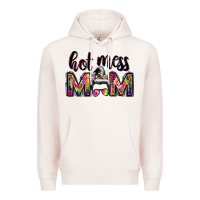 Pale Pink hot mess mom messy bun Premium Hoodie - JahusDesignShop