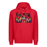 Red hot mess mom messy bun Premium Hoodie - JahusDesignShop