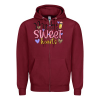 Burgundy my bus full of sweet hearts Zipper Hoodie - MaliasSmallBusiness