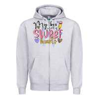 Heather Grey my bus full of sweet hearts Zipper Hoodie - MaliasSmallBusiness