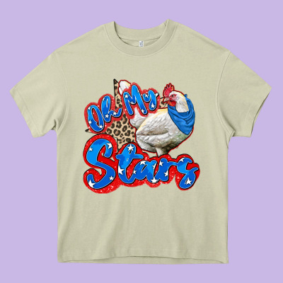 Oh My Stars Chicken Heavy Core Tee Designed By Zillion Design Studio