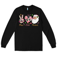 Black pink peace love christmas Long Sleeve Tee - NancyCooperArtShop