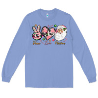 Colony Blue pink peace love christmas Long Sleeve Tee - NancyCooperArtShop