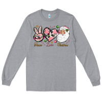 Heather Grey pink peace love christmas Long Sleeve Tee - NancyCooperArtShop