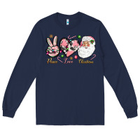 Navy pink peace love christmas Long Sleeve Tee - NancyCooperArtShop