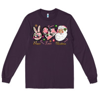 Plum pink peace love christmas Long Sleeve Tee - NancyCooperArtShop
