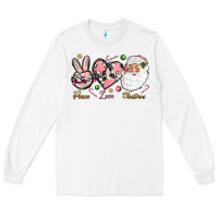 White pink peace love christmas Long Sleeve Tee - NancyCooperArtShop