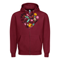 Burgundy vanilla eggs sugar cocoa and kitchen heart Zipper Hoodie - MaliasSmallBusiness