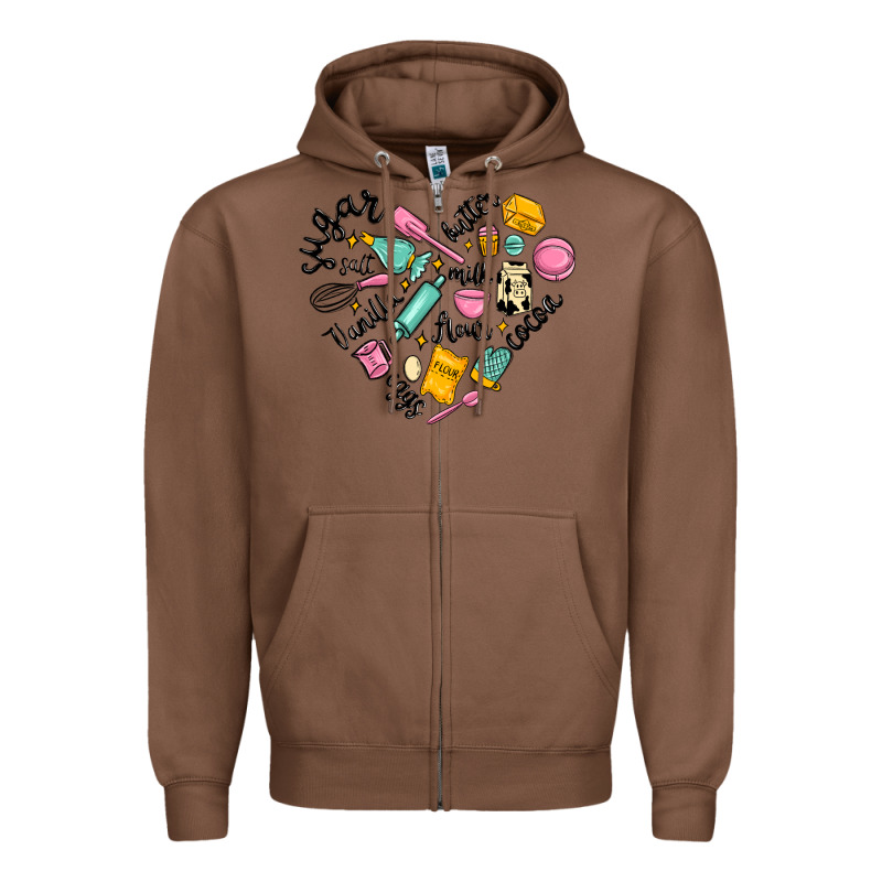 Vanilla Eggs Sugar Cocoa And Kitchen Heart Zipper Hoodie by MaliasSmallBusiness | Teevron