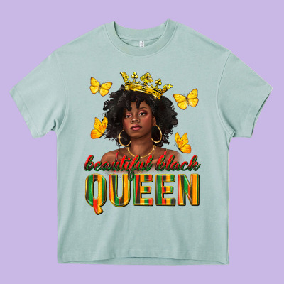 Beautiful Black Queen Heavy Core Tee Designed By Texasbilliewilder