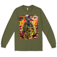 Army Green Firefighter Fire And American Long Sleeve Tee - LillyAllenDesigns