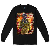 Black Firefighter Fire And American Long Sleeve Tee - LillyAllenDesigns