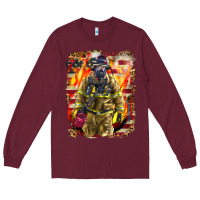 Burgundy Firefighter Fire And American Long Sleeve Tee - LillyAllenDesigns