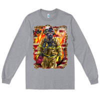 Heather Grey Firefighter Fire And American Long Sleeve Tee - LillyAllenDesigns