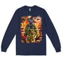 Navy Firefighter Fire And American Long Sleeve Tee - LillyAllenDesigns
