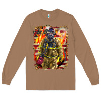 Toasted Coconut Firefighter Fire And American Long Sleeve Tee - LillyAllenDesigns