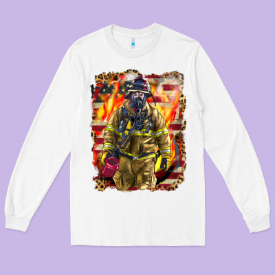 Firefighter Fire And American Long Sleeve Tee Designed By Lillyallendesigns