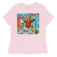 Bubblegum Pink highland cattle Ladies Tee - texasbilliewilder