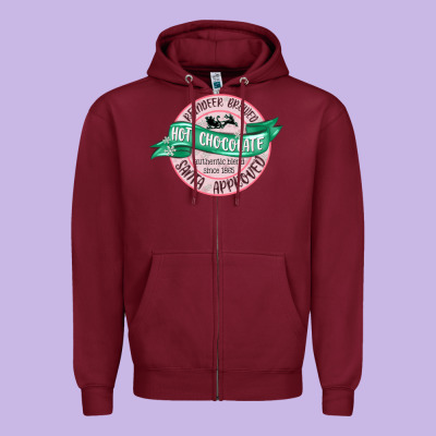 Reindeer Brewed Santa Approved Pink Zipper Hoodie Designed By Maliassmallbusiness