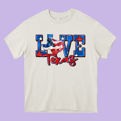 Love Texas Map Heavy Core Tee Designed By Zillion Design Studio