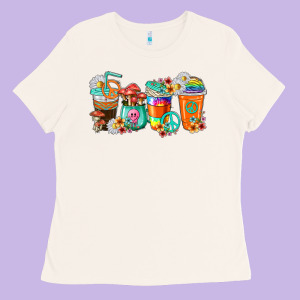 Hippie Coffee Cups Ladies Tee Designed By Texasbilliewilder