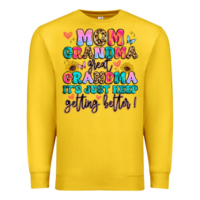 Mom Grandma Great Grandma It's Just Keeps Getting Premium Sweatshirt by Artiststas | Teevron