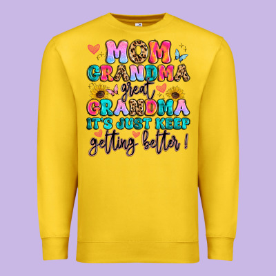 Mom Grandma Great Grandma It's Just Keeps Getting Premium Sweatshirt Designed By Artiststas