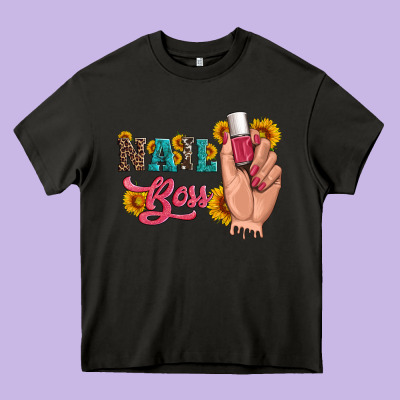 Western Sunflowers Nail Boss Heavy Core Tee Designed By Artiststas