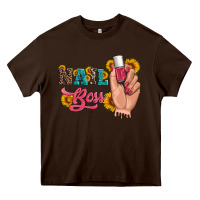 Chocolate Brown western sunflowers nail boss Heavy Core Tee - Artiststas