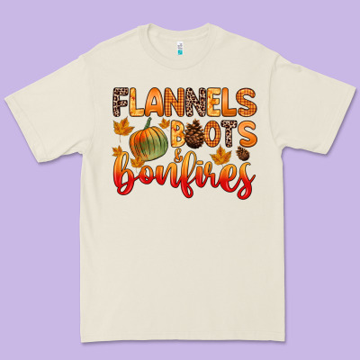 Flannels Boots And Bonfires Premium Tee Designed By Zillion Design Studio